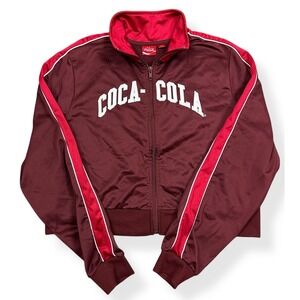 Coca-Cola Coke Women's Size L Maroon & Red‎ Zip Up Track Style Jacket Sweatshirt